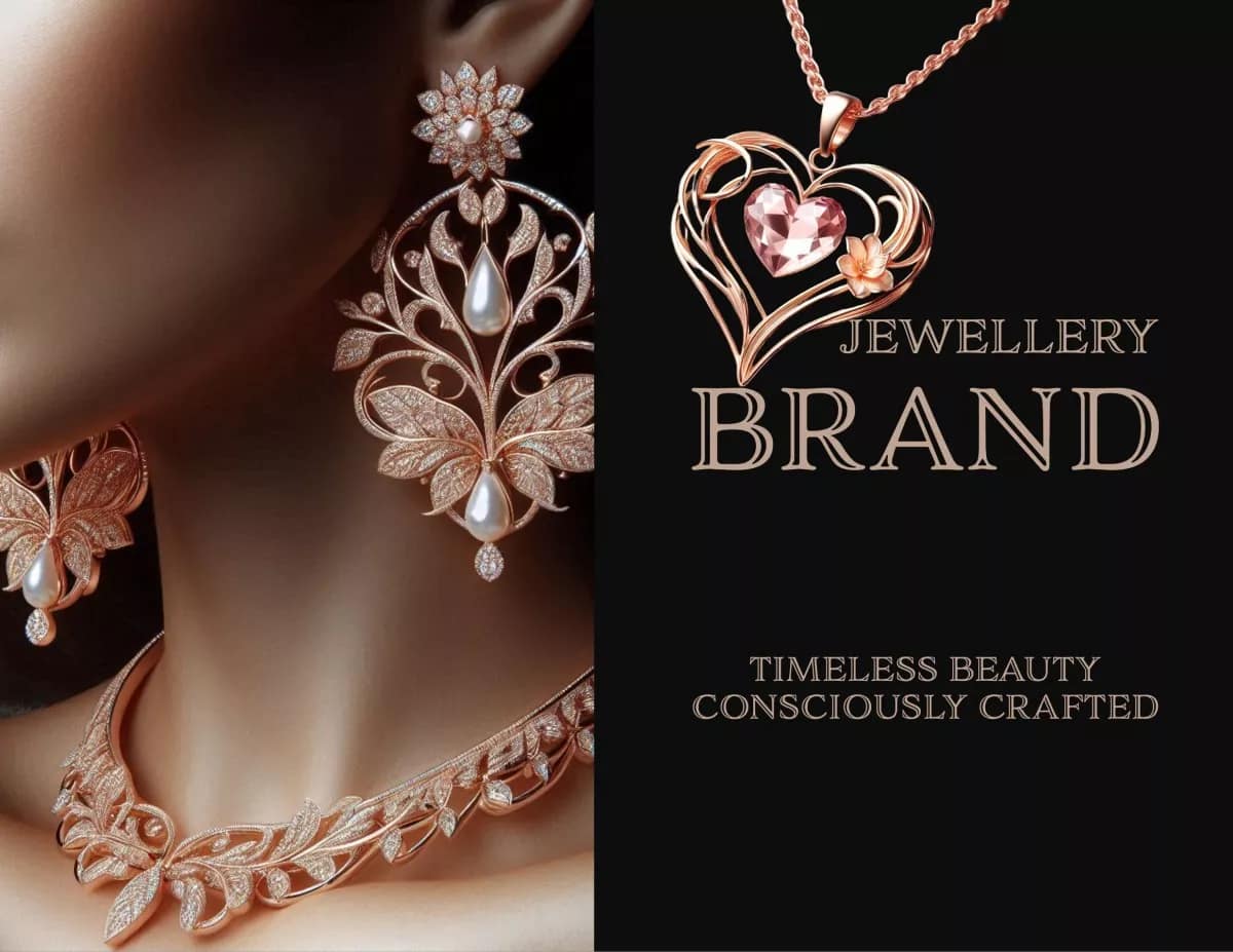 Home Screenshot of the cover page for a luxury jewellery brand case study. The layout is modern and asymmetrical, featuring the slogan "TIMELESS BEAUTY. CONSCIOUSLY CRAFTED."